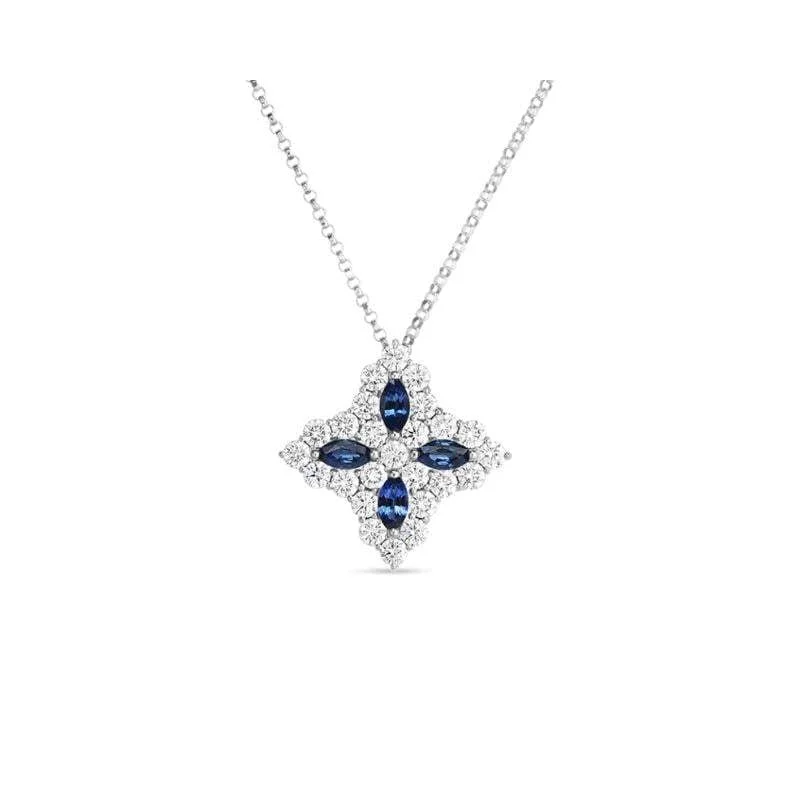 Simple round pendant necklaces for subtle elegance and easy everyday wear -Roberto Coin Princess Flower Large Sapphire Necklace