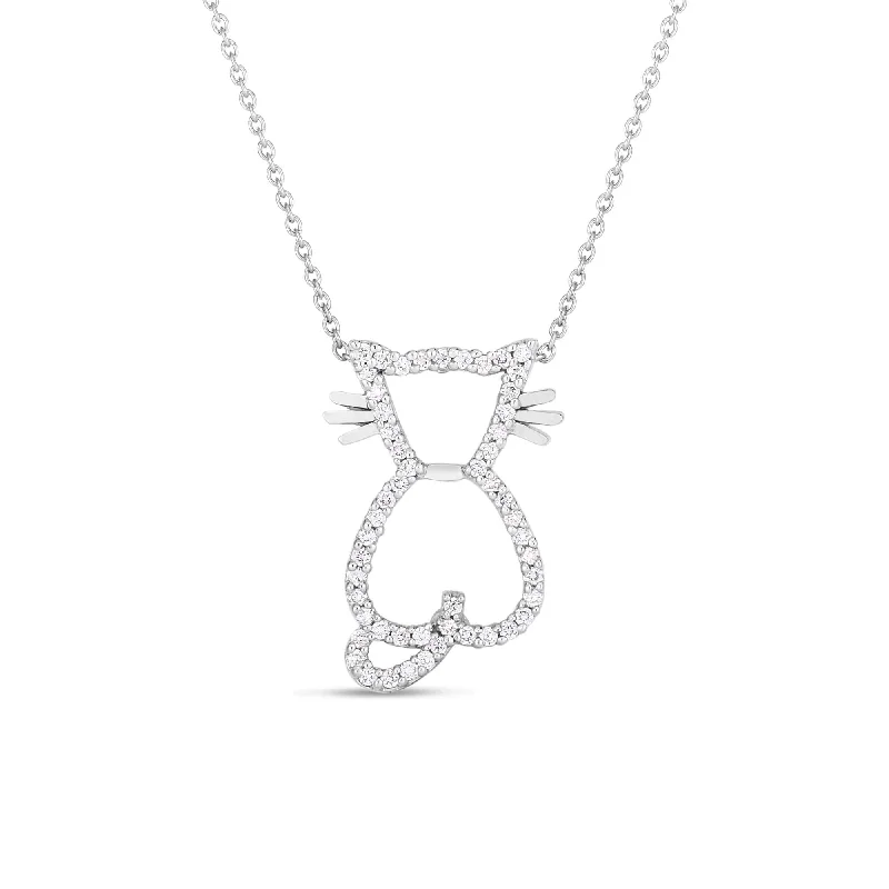 Stunning moonstone pendants for necklaces for a mystical, ethereal look -Roberto Coin Tiny Treasure Cat Diamond Necklace