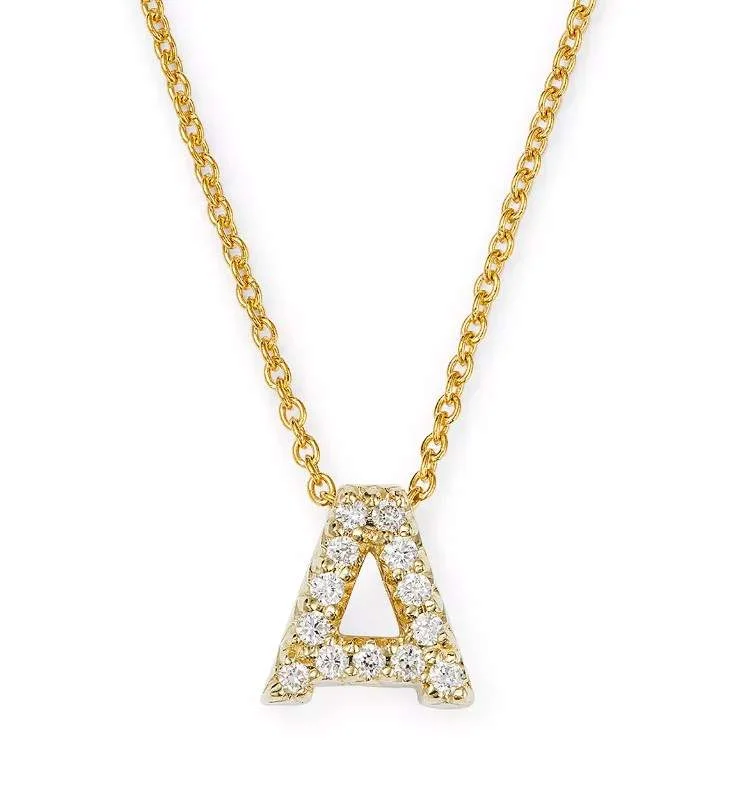 Chic geometric shape pendant necklaces for a bold, contemporary accessory statement -Roberto Coin TIny Treasure Love Letter "A" Diamond Necklace