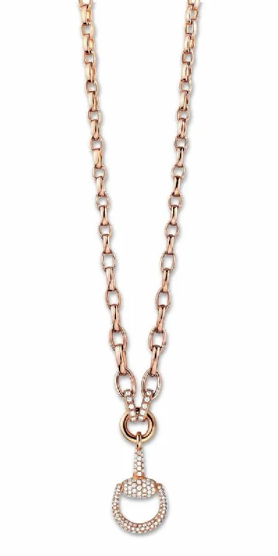 Beautiful pearl pendants on gold chains for a classic, elegant style -Rose Gold Gucci Horsebit Diamond Necklace