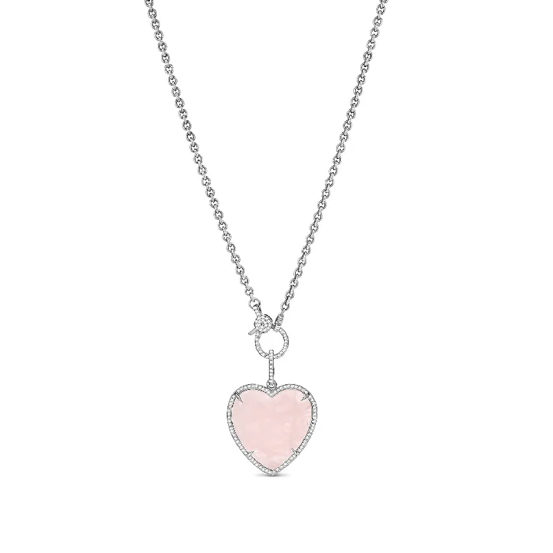 Custom arrow pendant necklaces for a meaningful symbol of direction and love -Rose Quartz & Diamond Heart Chain Necklace