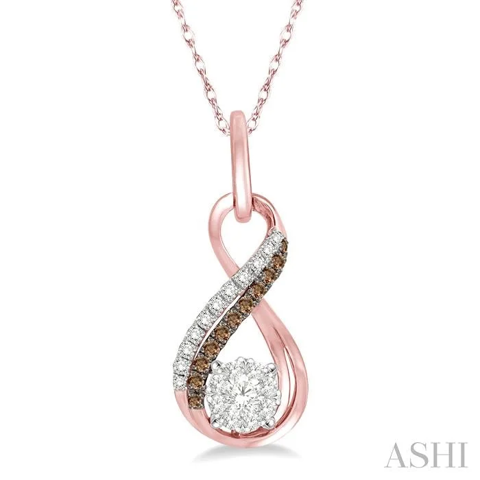 Bold geometric pendant necklaces for women who enjoy contemporary, avant-garde designs -ROUND SHAPE LOVEBRIGHT CHAMPAGNE DIAMOND INFINITY PENDANT