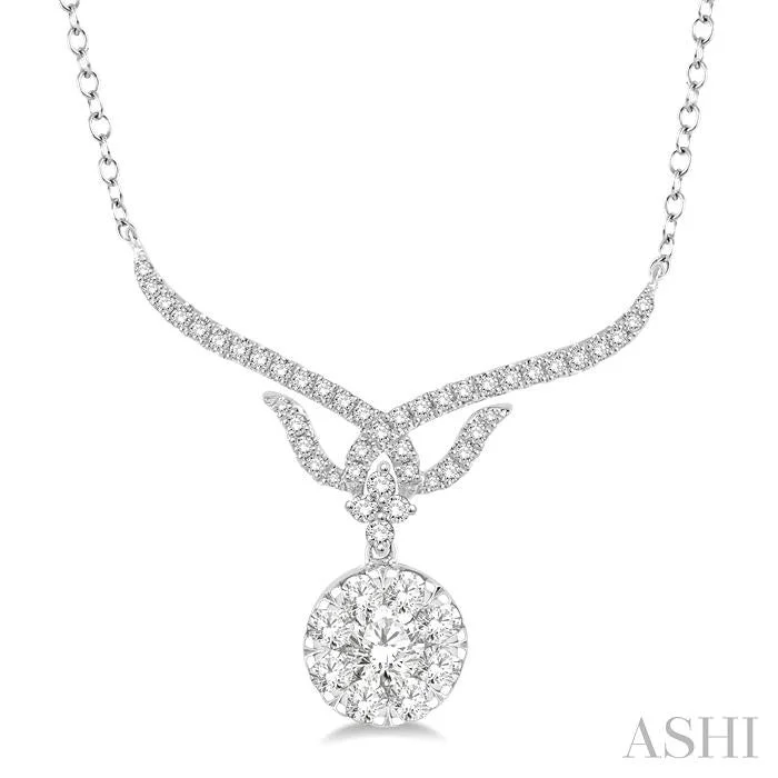 Personalized nameplate necklaces with custom pendant engravings for a unique touch -ROUND SHAPE LOVEBRIGHT DIAMOND NECKLACE