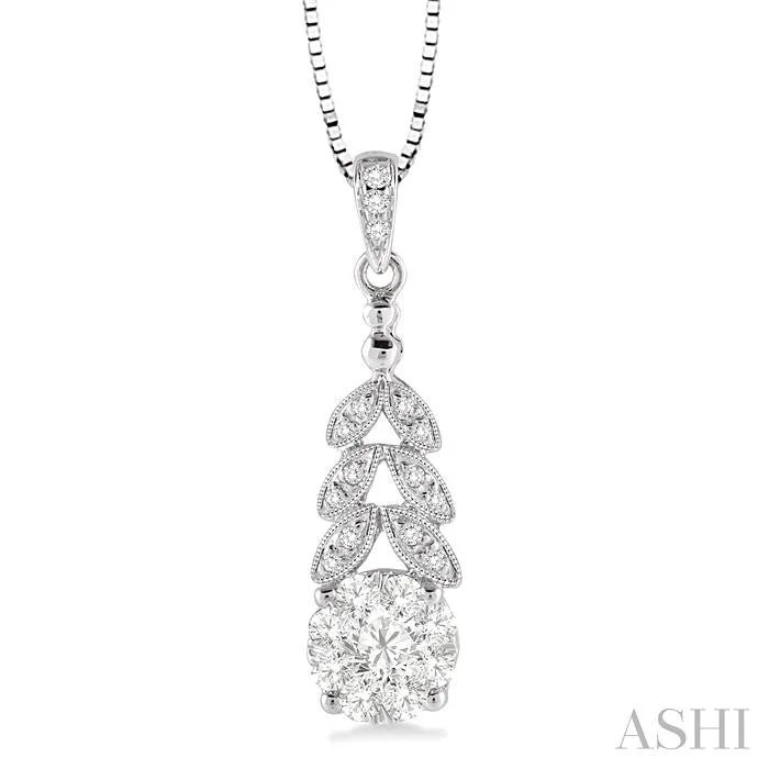 Elegant crystal teardrop pendant necklaces for a classic, sparkling accessory choice -ROUND SHAPE LOVEBRIGHT DIAMOND PENDANT