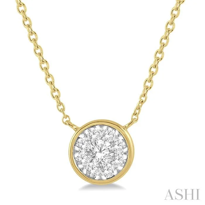 Bold statement pendant necklaces with large gemstones for an eye-catching, dramatic effect -ROUND SHAPE LOVEBRIGHT ESSENTIAL DIAMOND PENDANT