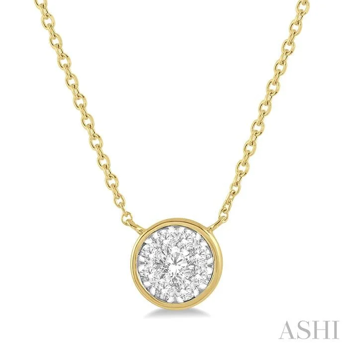 Crystal pendant necklaces for women who love sparkling, glamorous jewelry pieces -ROUND SHAPE LOVEBRIGHT ESSENTIAL DIAMOND PENDANT