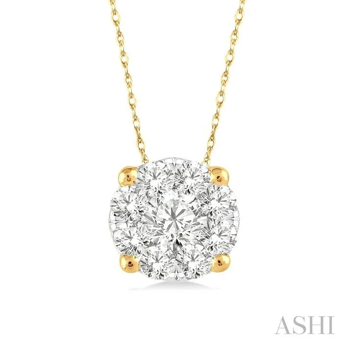 Beautiful diamond solitaire pendants for an elegant, sparkling statement piece -ROUND SHAPE LOVEBRIGHT ESSENTIAL DIAMOND SOLITAIRE PENDANT