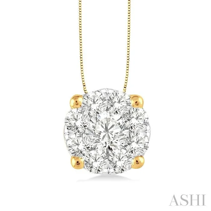 Custom-made pendant necklaces with initials for a unique, personal accessory -ROUND SHAPE LOVEBRIGHT ESSENTIAL DIAMOND SOLITAIRE PENDANT