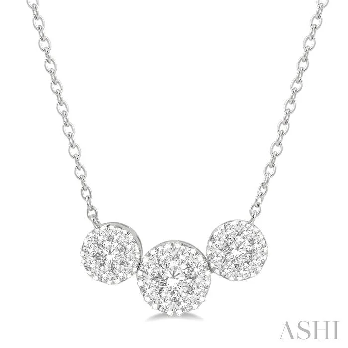 Custom-made pendant necklaces with initials for a unique, personal accessory -ROUND SHAPE PAST PRESENT & FUTURE LOVEBRIGHT ESSENTIAL DIAMOND NECKLACE