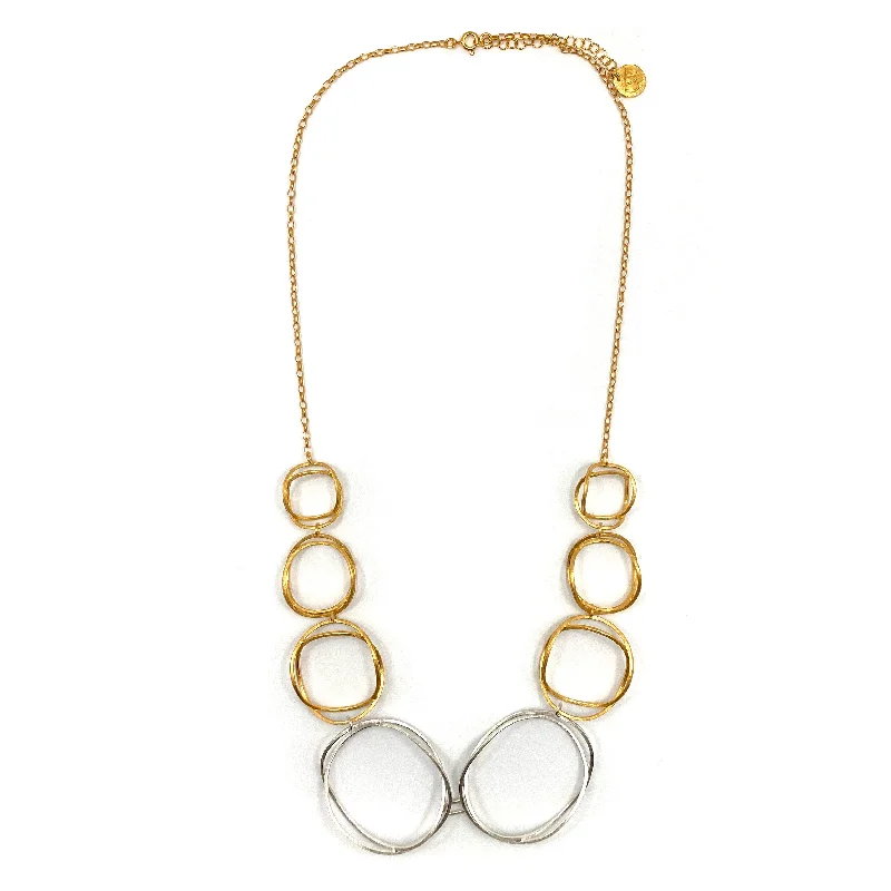 Vintage-inspired gold necklaces with intricate pendant designs for timeless appeal -Silver and Gold Circles Necklace