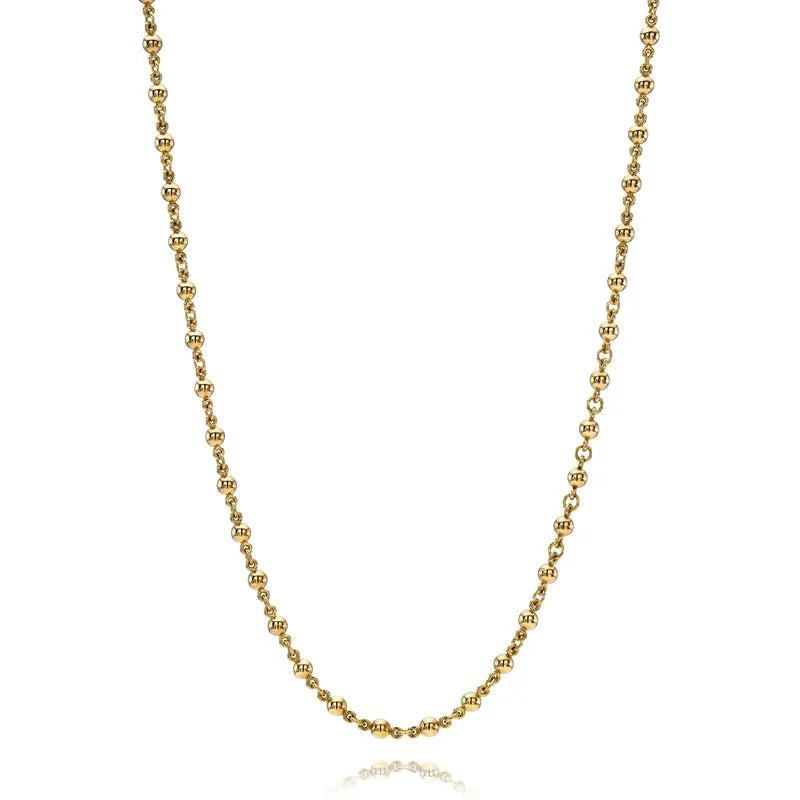 Nature-inspired pendant necklaces with leaf or floral designs for a feminine style -Single Stone 18K Yellow Gold Mini Rosary Chain Necklace