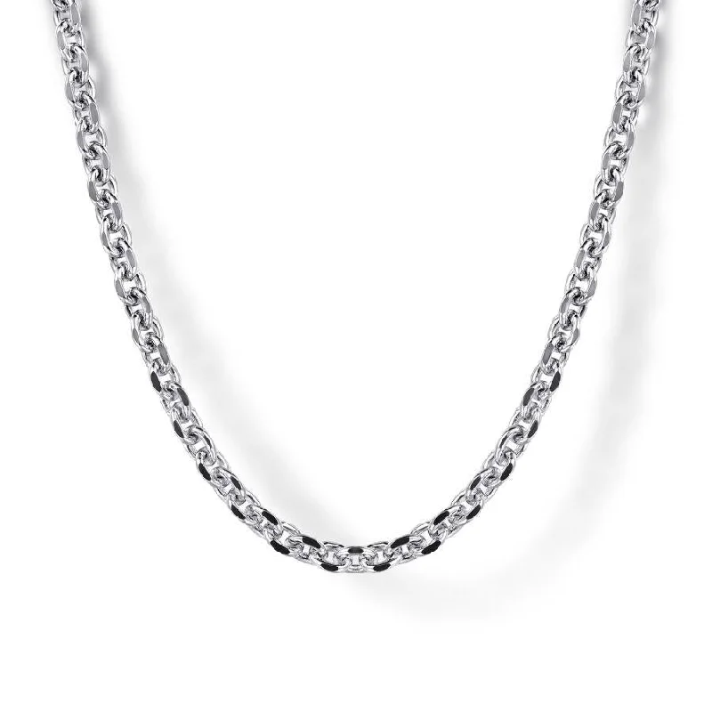 Elegant emerald pendants on necklaces for a sophisticated, luxurious jewelry piece -SS GTS 22"LINK CHAIN(CLASSIC COLLECTION)