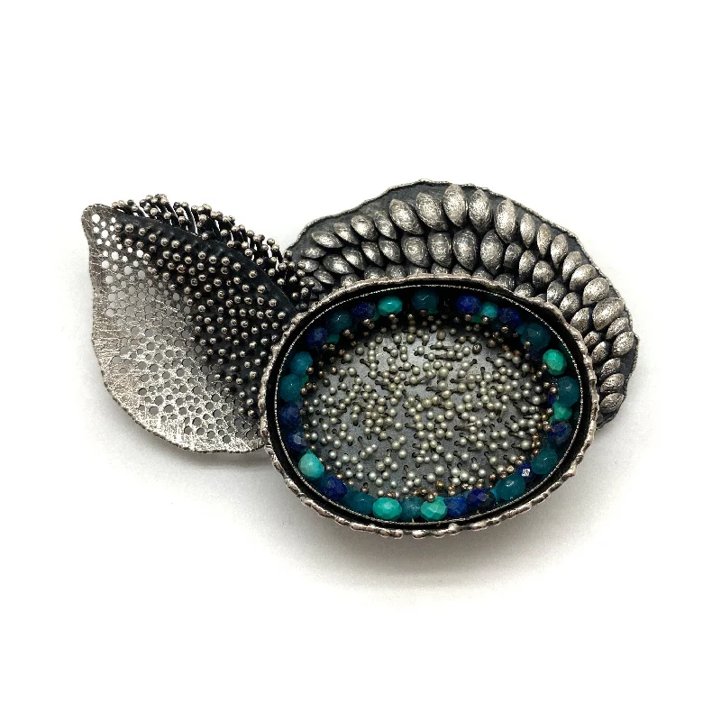 Elegant emerald pendants on necklaces for a sophisticated, luxurious jewelry piece -Sterling Silver Multi-Bead Wing Brooch