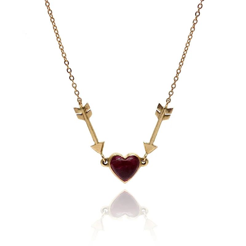 Charming heart lock pendant necklaces for a romantic, personalized piece of jewelry -Tourmaline Heart and Arrows Necklace