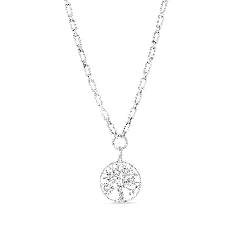 Boho-style necklaces with gemstone pendants for a relaxed, free-spirited accessory -Tree of Life Diamond Pave Pendant on Soho Chain - 19"