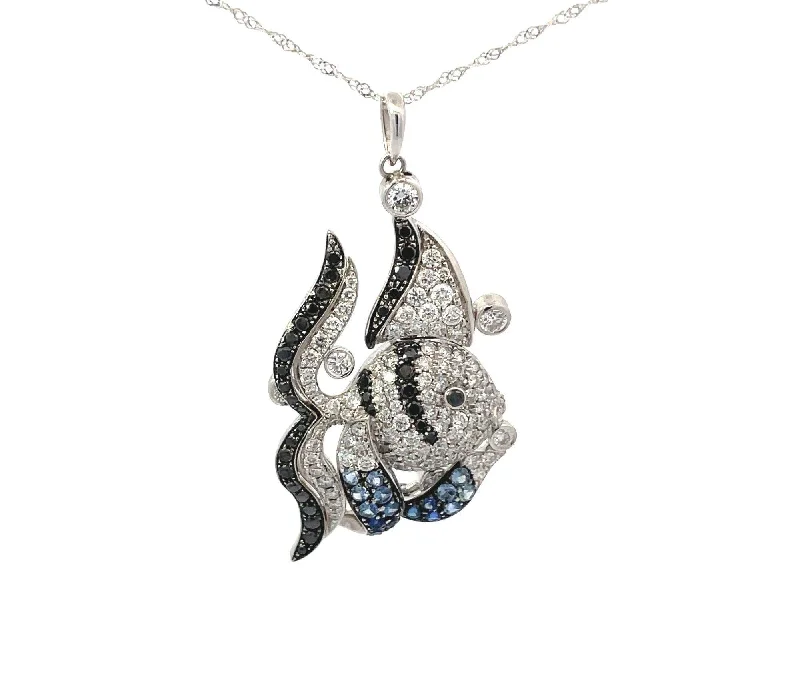 Charming heart lock pendant necklaces for a romantic, personalized piece of jewelry -WHITE GOLD DIAMOND & SAPPHIRE FISH NECKLACE </br>