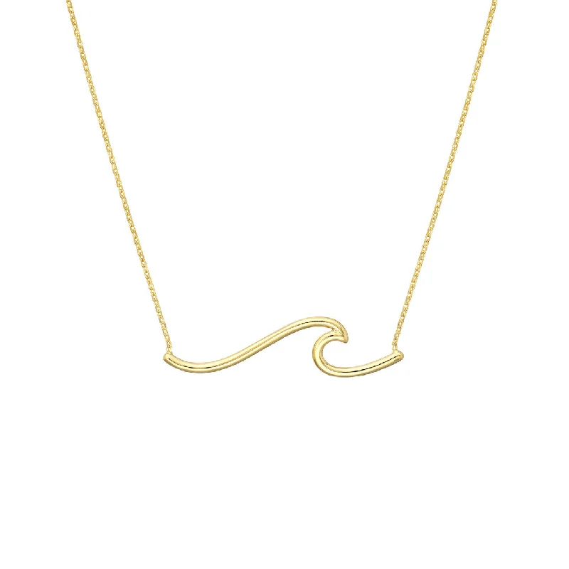 Sparkling diamond pendants on elegant chains for a sophisticated jewelry choice -Yellow Gold Ocean Wave Necklace