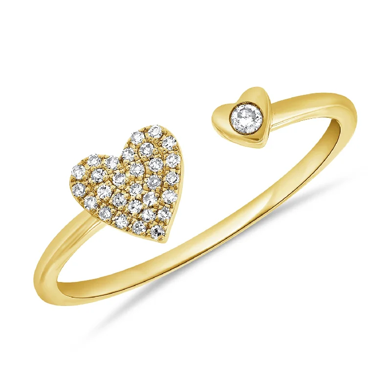 Rings featuring flexible bands for comfy finger fit -Diamond Open Double Heart Ring