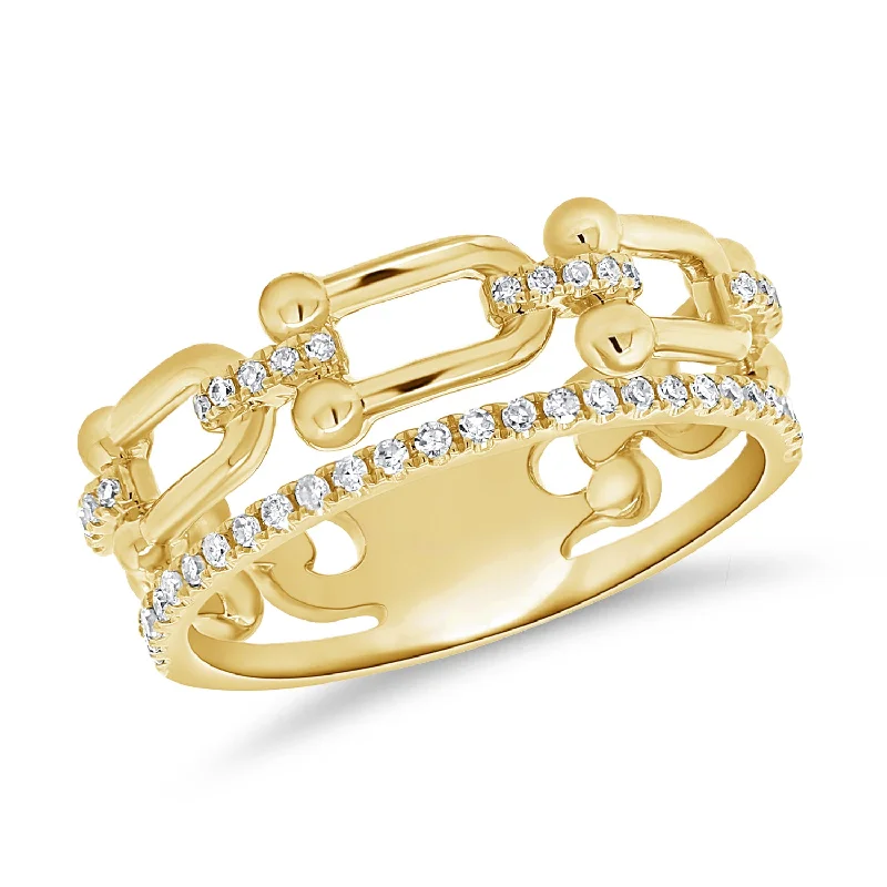 Quirky rings with offbeat stone finger designs -0.28ct Diamond Designer Open Links Trendy Designer Ring in 14kt Gold