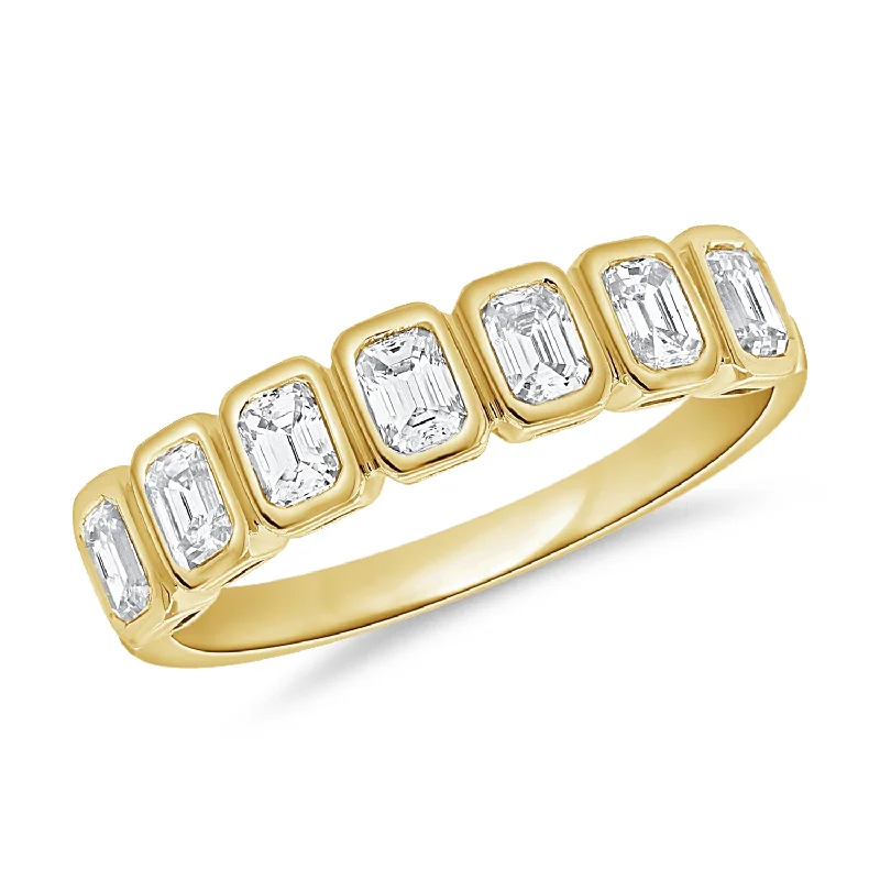 Custom rings crafted with your selected stone accents -0.70ct Emerald Cut Bezel & Channel Set Diamond Ring