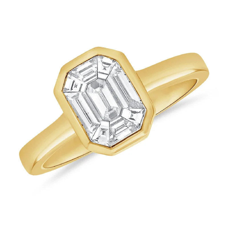 Sleek rings ideal for subtle daily finger elegance -0.71ct Illusion Set Diamond Ring mounted in 14kt Gold