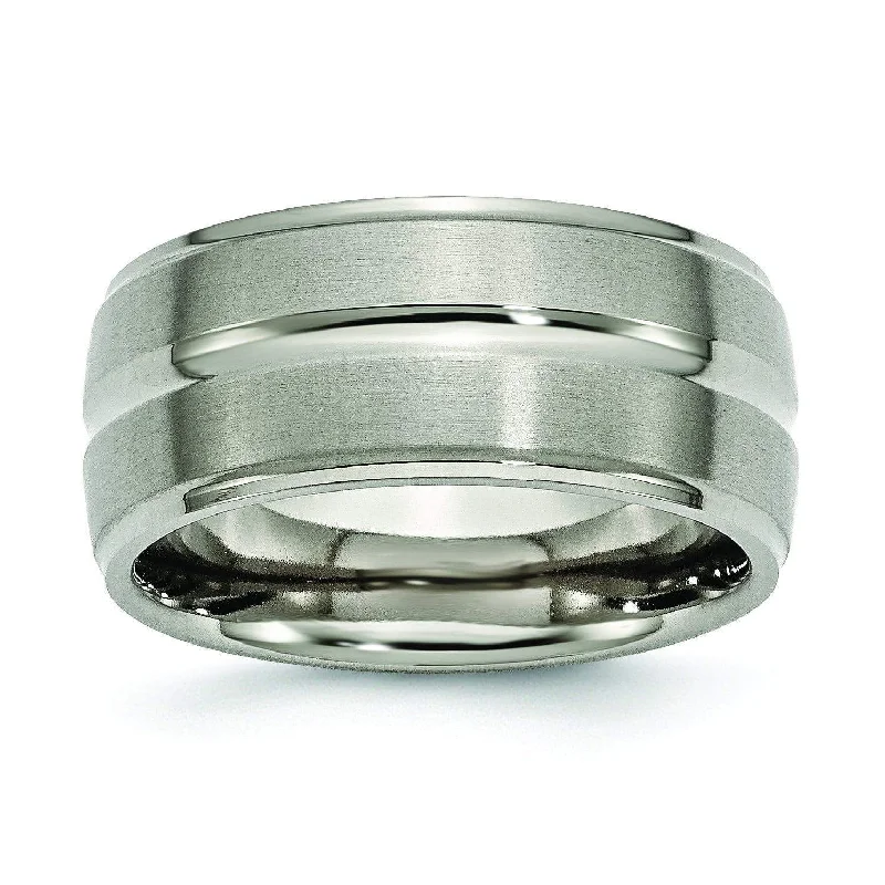 Sleek rings with floating stones for modern flair -10mm Titanium Ring