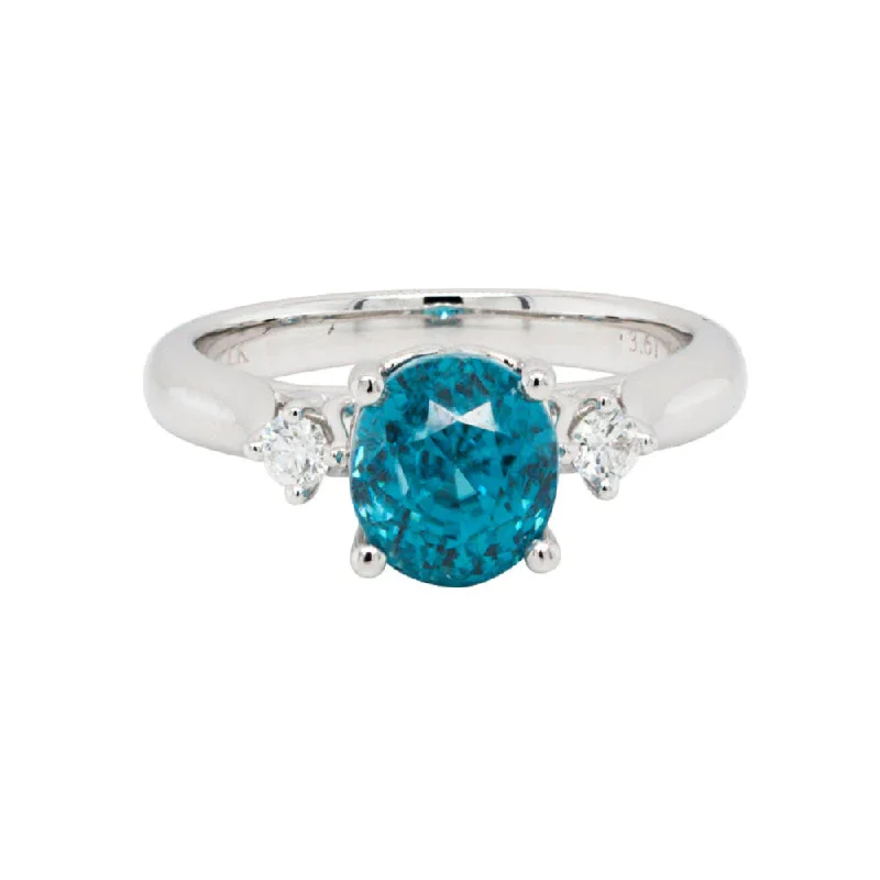 Elegant rings perfect for adding sparkle to outfits -14k Blue Ziron & Diamond 3 Stone Ring