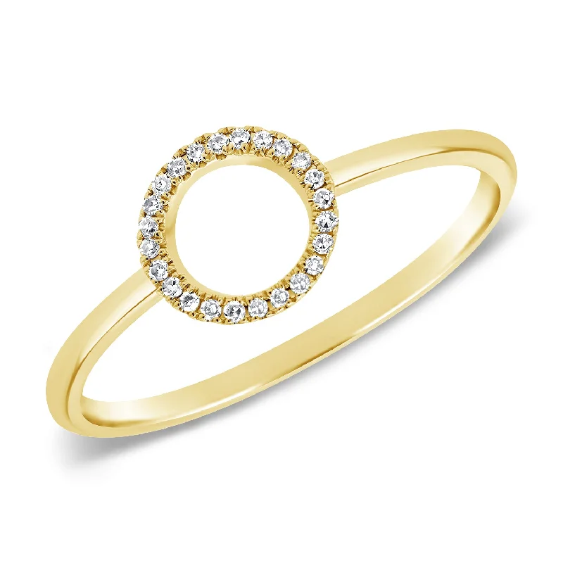 Stackable rings designed for fun finger layering style -14K Diamond Circular Ring