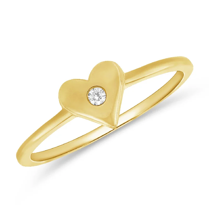 Retro rings with detailed bands for nostalgic appeal -14K Diamond Heart Love Ring