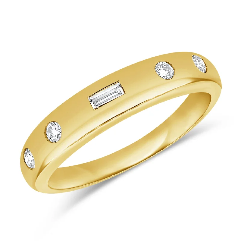 Rings great for events with special stone accents -14Kt Gold On Trend Gypsy Set Ring with Diamonds