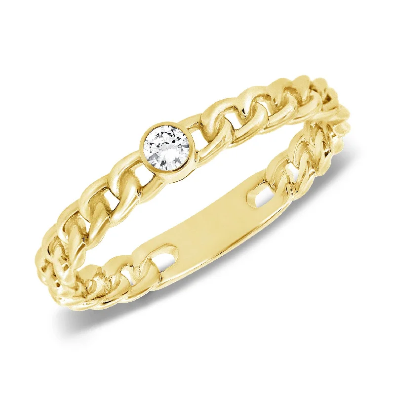 Rings perfect for travel with lightweight finger design -14K Gold Chain Ring with Diamonds