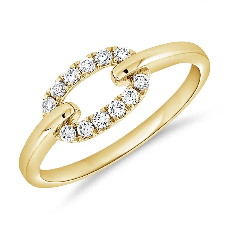 Rings perfect for teens with trendy stone designs -14K Gold Diamond Oval Link Ring