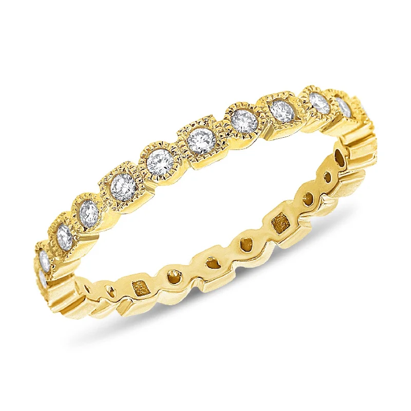 Rings inspired by stars with gemstone finger shine -14K Gold Eternity Ring with Diamonds