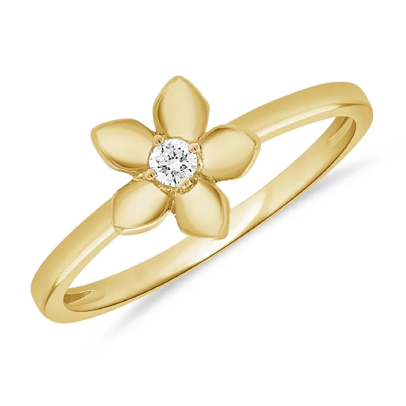 Artisan rings perfect for unique handcrafted beauty -14K Gold Flower Ring with Diamonds