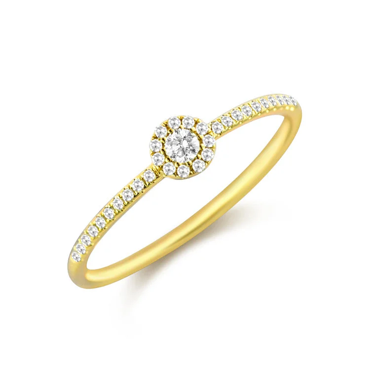 Slim rings for stackable finger fashion combinations -14K Gold Ring with Dazzling Diamonds