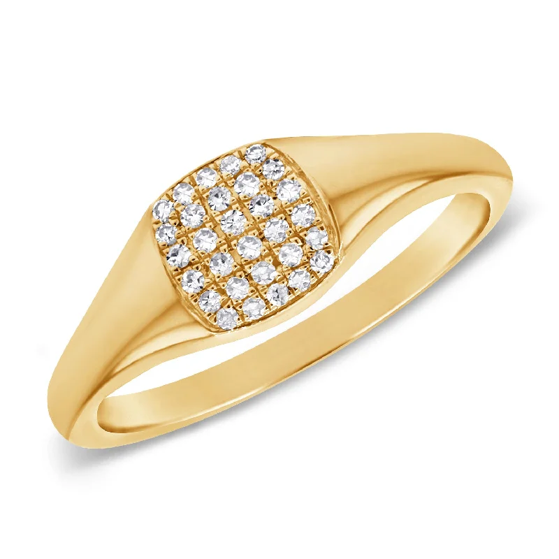 Rings perfect for teens with trendy stone designs -14K Gold Signet Pinky Ring with Dazzling Diamonds