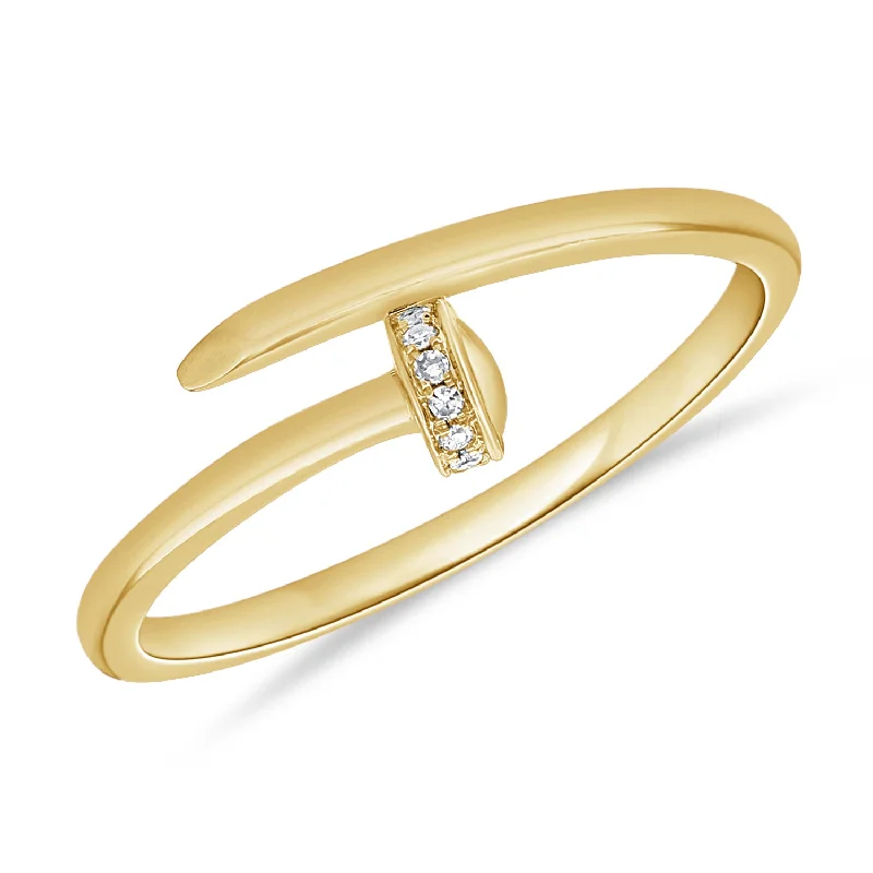 Vintage rings featuring timeless gemstone band designs -14K Gold Trendy Open & Wrap Ring with Diamonds