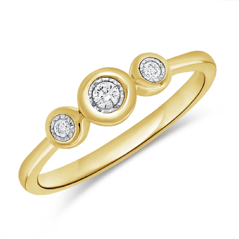 Luxe rings showcasing dazzling large gemstone features -14K Gold Tri Diamond Ring in Miracle Setting