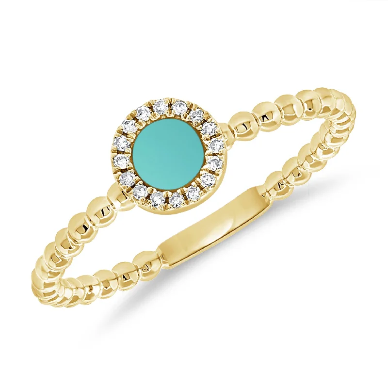 Artisan rings perfect for unique handcrafted beauty -14K Gold Turquoise Ring with Diamonds