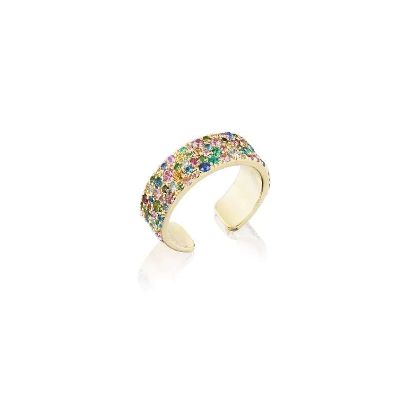 Rings perfect for teens with trendy stone designs -14k Mini Rainbow Cobblestone Confetti Cuff Ring