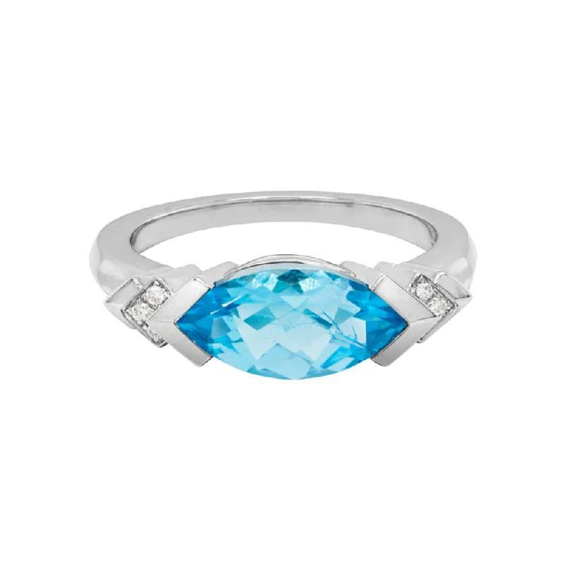 Trendy rings with modern designs for youthful flair -14k Swiss Blue Topaz Ring