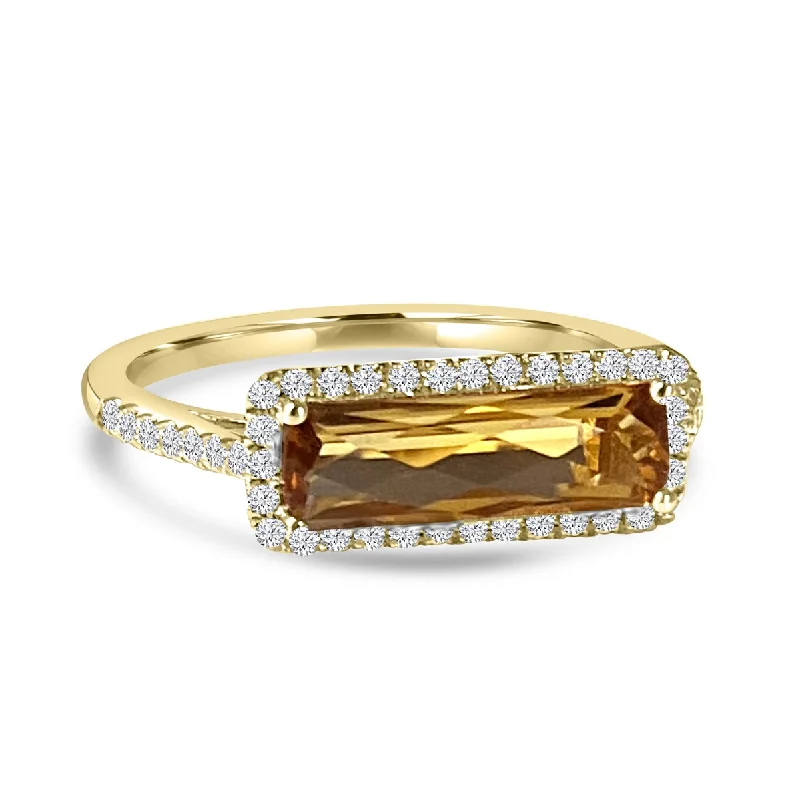 Rings perfect for romance with sweet stone details -14K Yellow Gold Horizontally Set Citrine and Diamond Ring