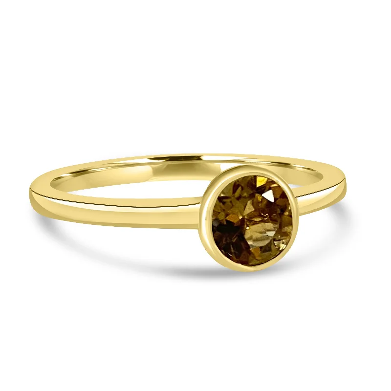 Rings featuring labradorite for mystic gemstone finger hues -14K Yellow Gold 5MM Bezel Citrine Ring