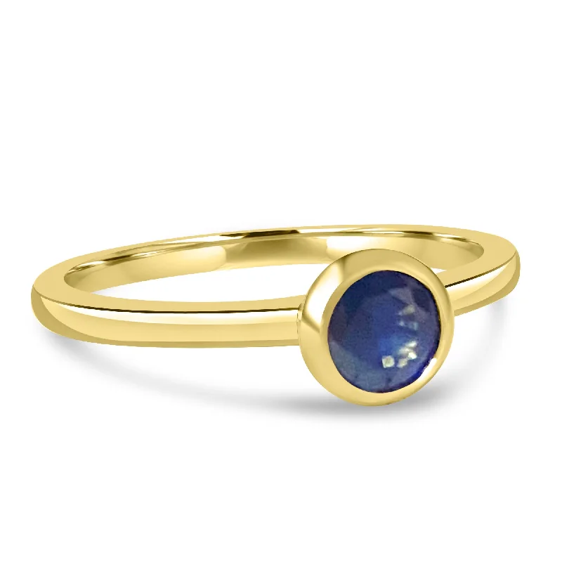 14K Yellow Gold 5MM Bezel Sapphire Ring