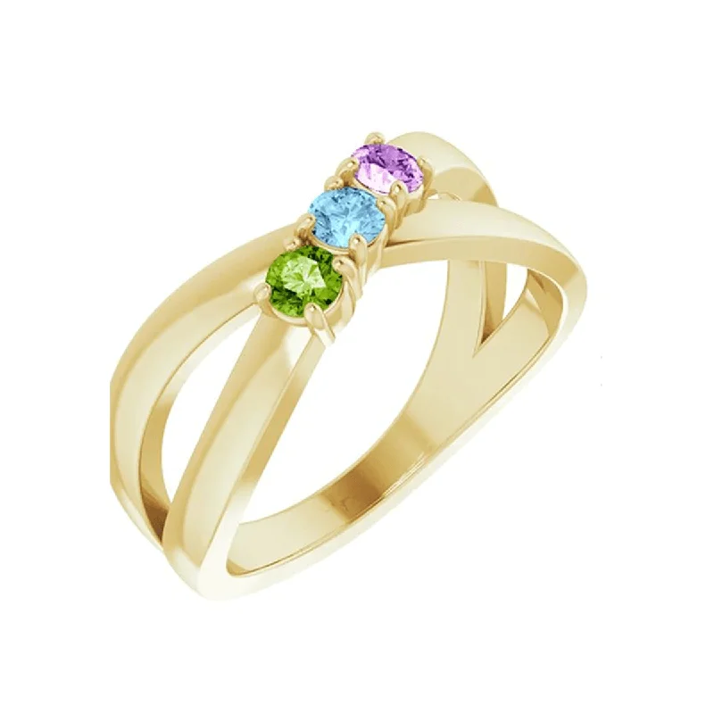 Rings perfect for layering with slim finger bands -14kt Gold Family Ring for Mom with 3 Personalized Birthstones