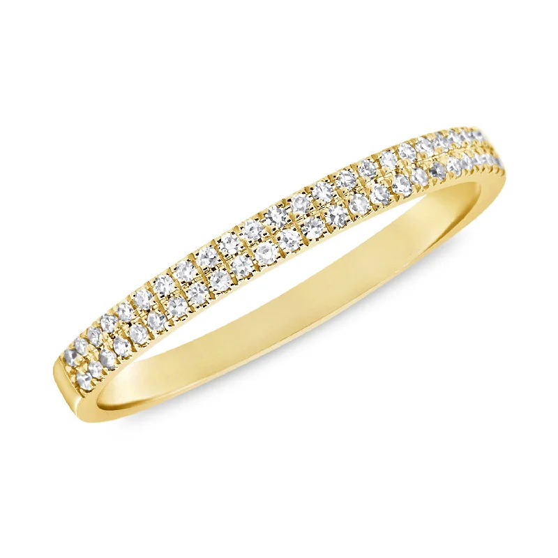 Rings made with lab-grown stones for ethical charm -2 Row Pave Diamond Ring made in 14K Gold