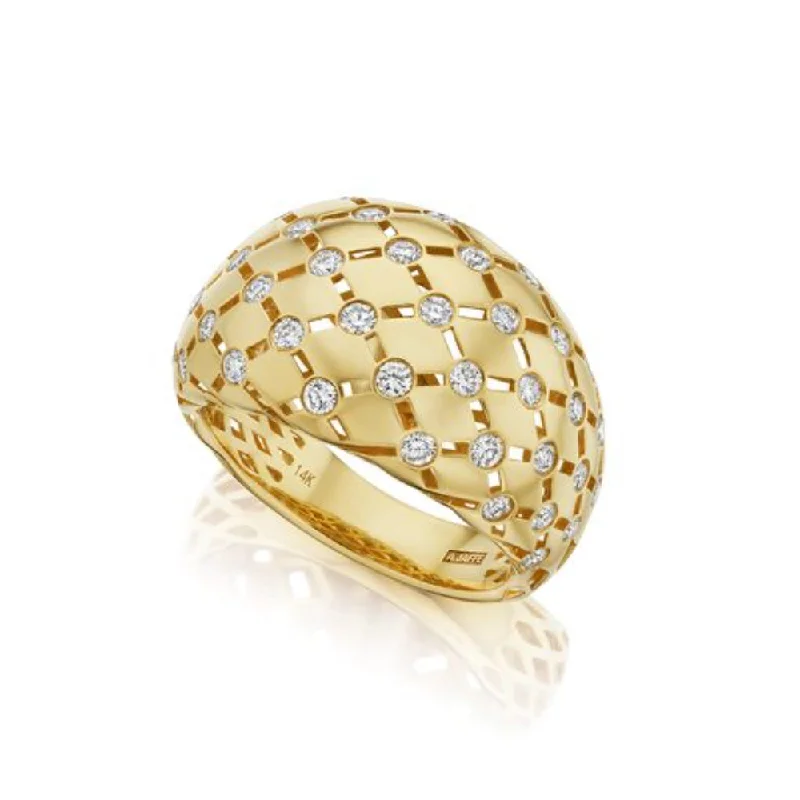 Custom rings crafted with your selected stone accents -A. Jaffe 14k Domed Ring with Diamonds