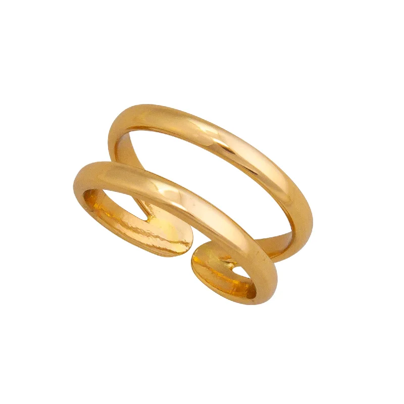 Slim rings for stackable finger fashion combinations -Alchemia Double Band Cuff Ring