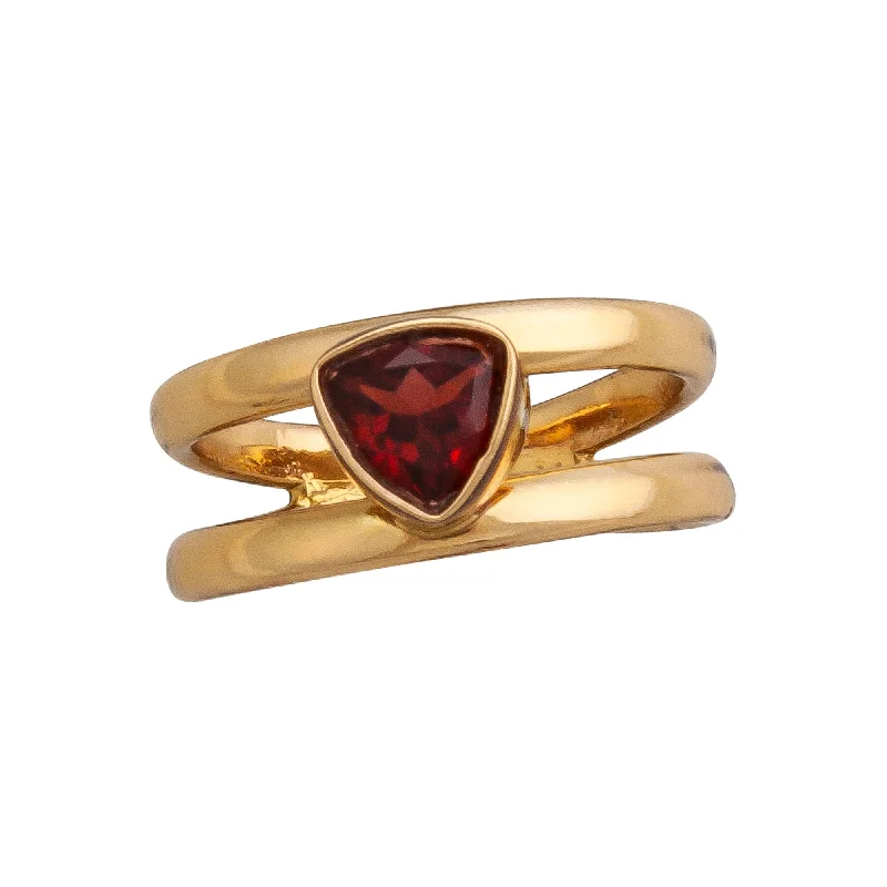 Rings crafted with recycled gems for green vibes -Alchemia Garnet Double Band Cuff Ring