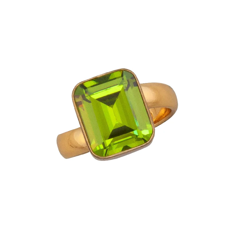 Sharp rings with sleek cuts for contemporary style -Alchemia Lab Created Peridot Adjustable Ring